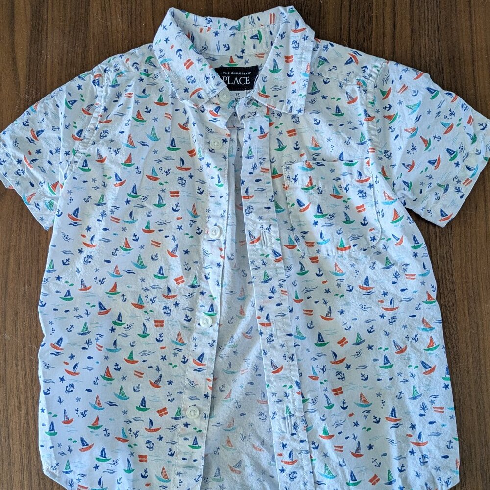 Children's Place Cabana Button Down Shirt 3T